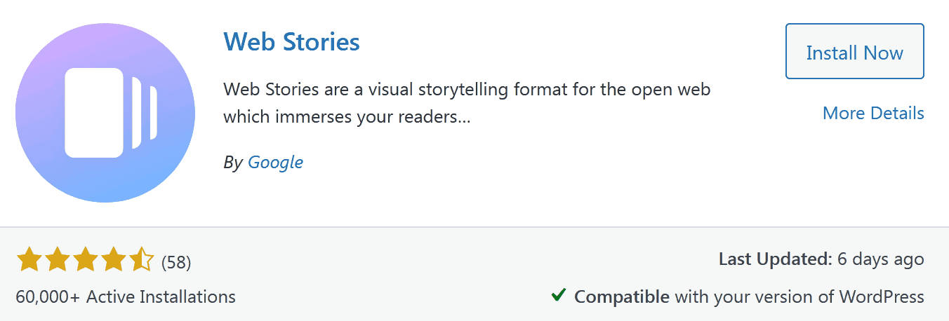 Install Google Web Stories WordPress Plugin