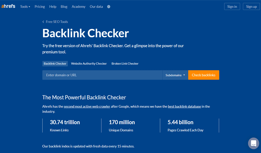 Ahrefs Backlink Checker Tool