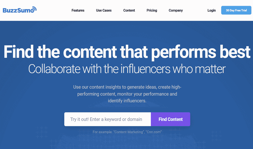 BuzzSumo Content and Backlink Checker Tool