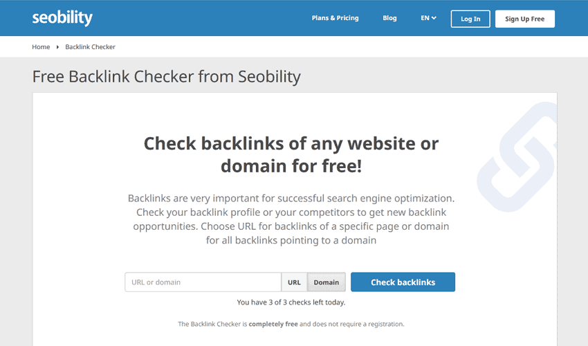 Seobility Free Backlink Checker Tool