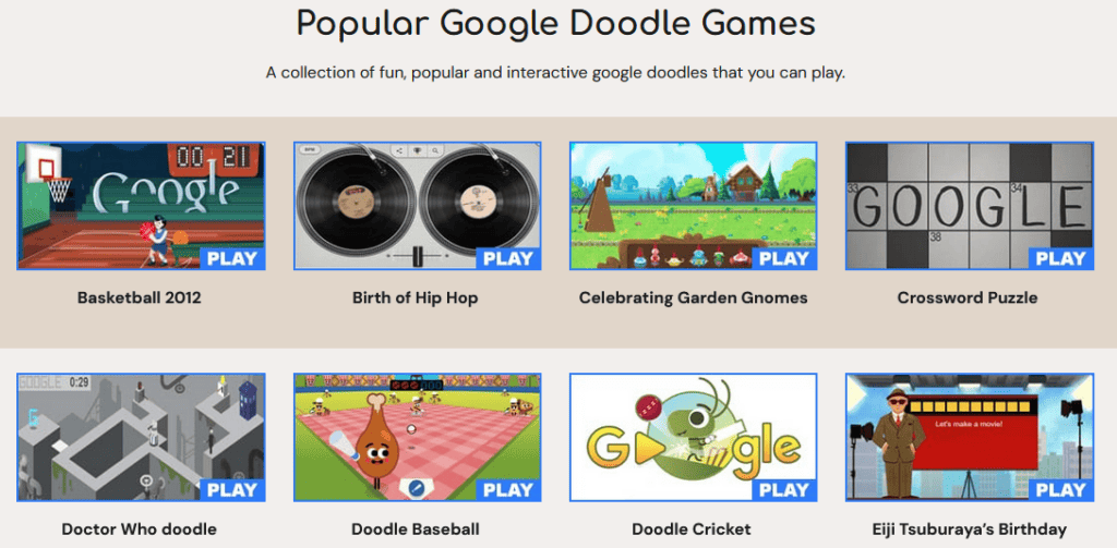 Google Doodle Games- Doodle Baseball and Doodle Cricket