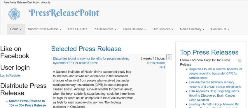 Press Release Point for Free PR Distribution Website